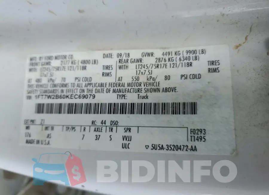 1FT7W2B60KEC69079 Photo# 12