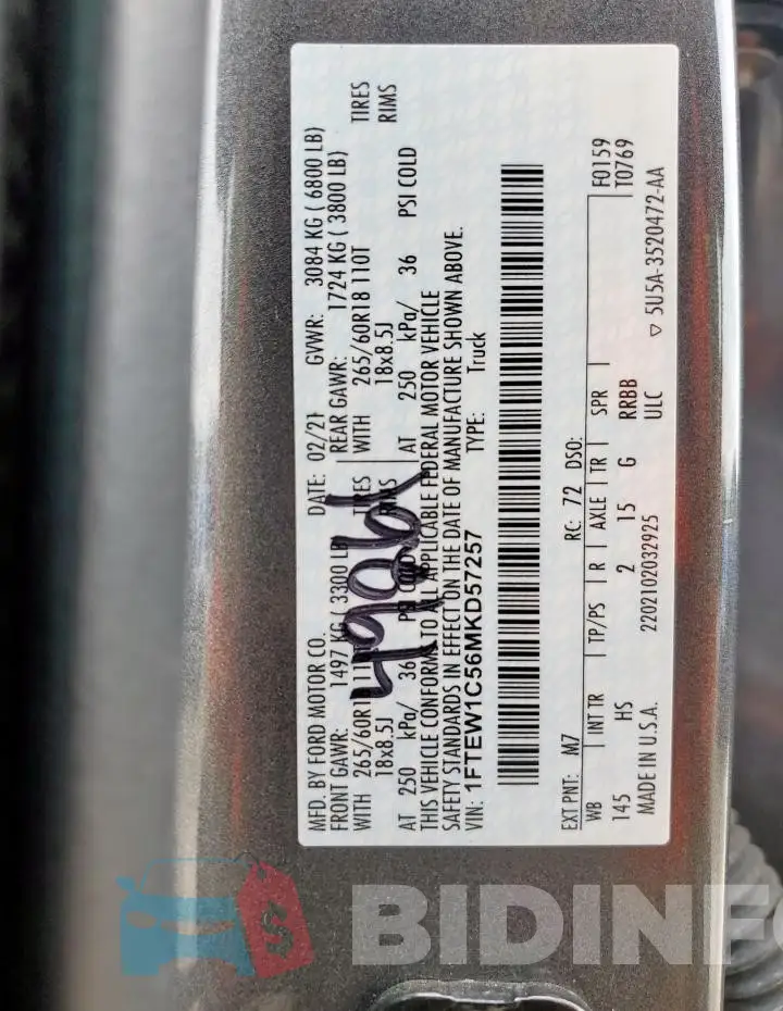1FTEW1C56MKD57257 Photo# 12