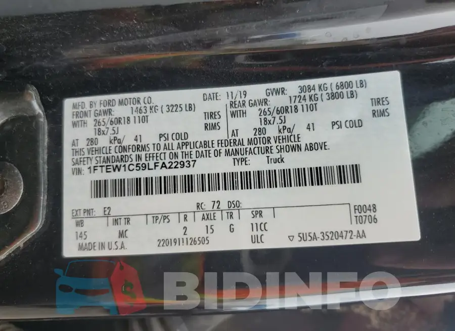 1FTEW1C59LFA22937 Photo# 12