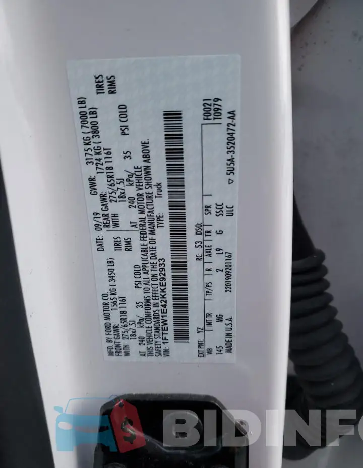 1FTEW1E42KKE92933 Photo# 12