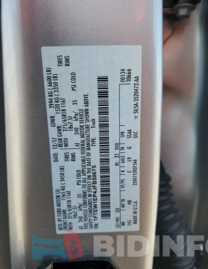 1FTEW1EP4JFB50675 Photo# 12