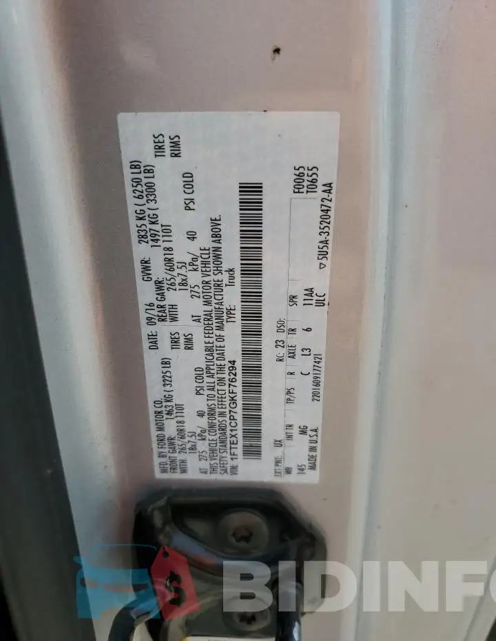 1FTEX1CP7GKF76294 Photo# 12