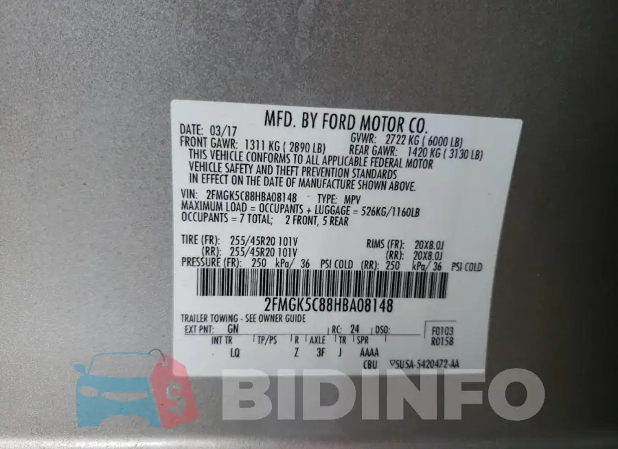 2FMGK5C88HBA08148 Photo# 13