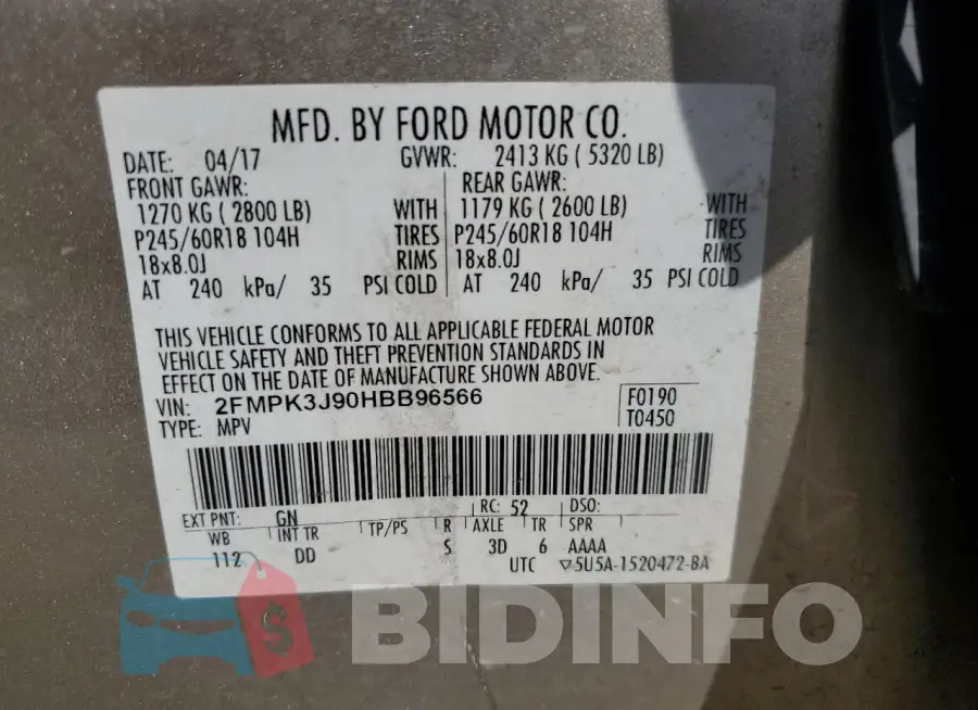 2FMPK3J90HBB96566 Photo# 14