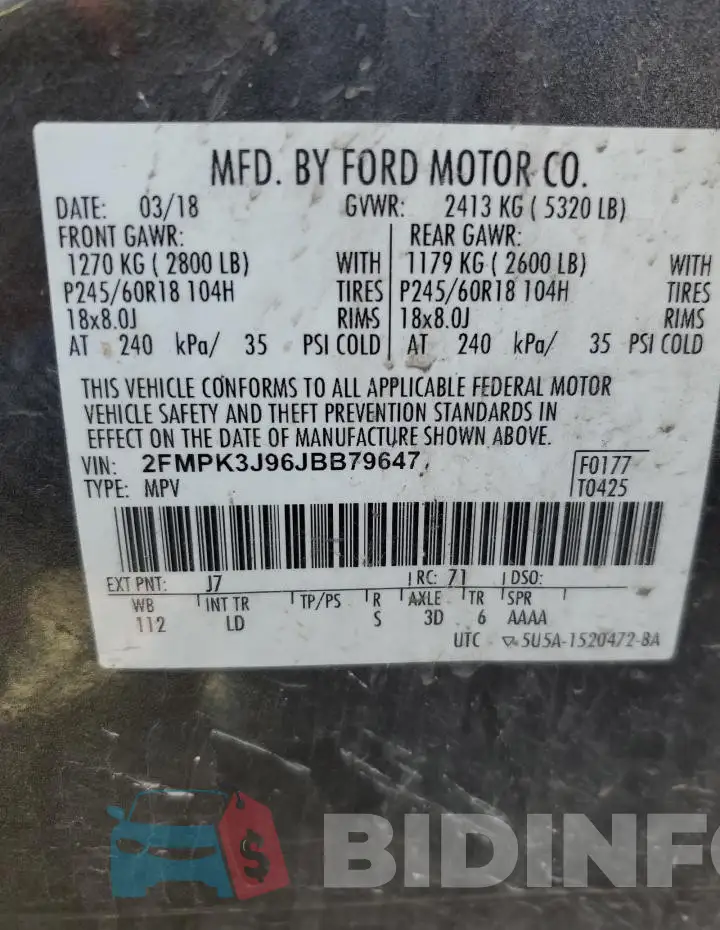 2FMPK3J96JBB79647 Photo# 13