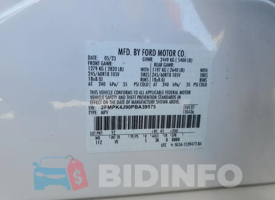 2FMPK4J90PBA39575 Photo# 12