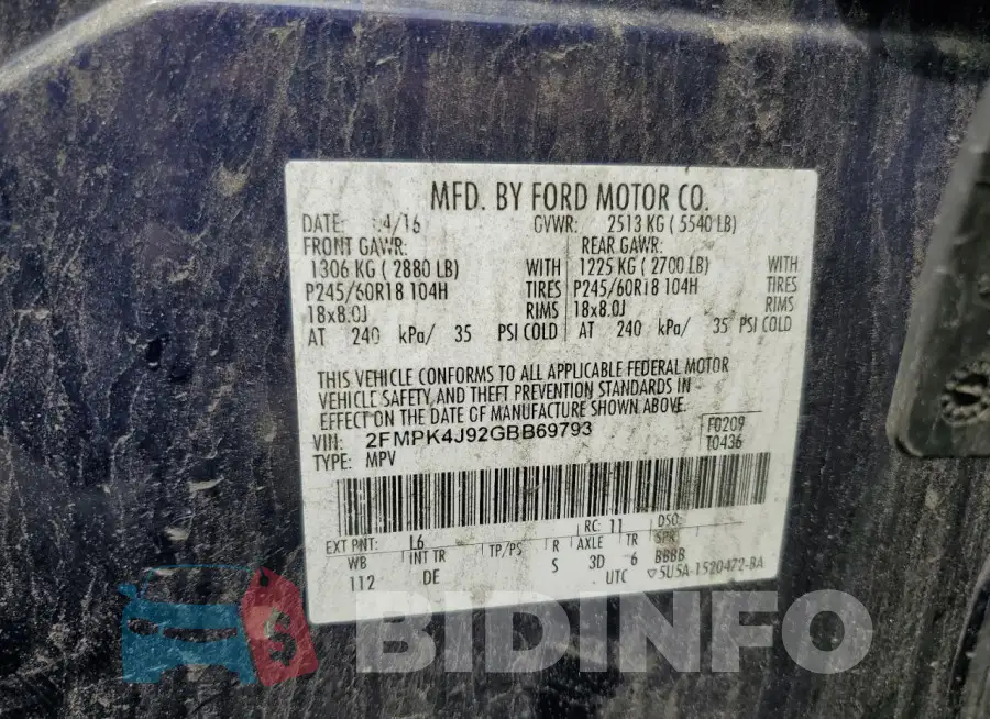 2FMPK4J92GBB69793 Photo# 14