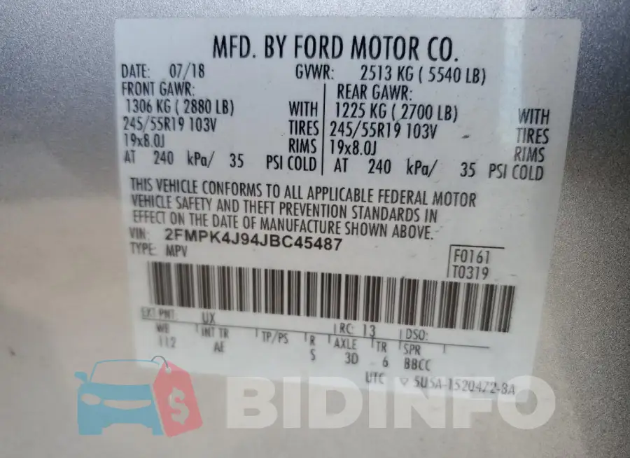 2FMPK4J94JBC45487 Photo# 14