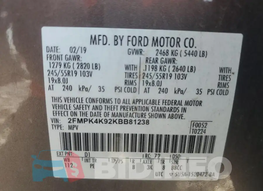 2FMPK4K92KBB81238 Photo# 13