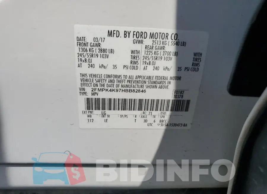 2FMPK4K97HBB82846 Photo# 13