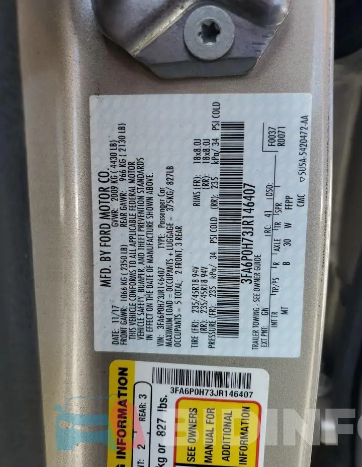 3FA6P0H73JR146407 Photo# 12