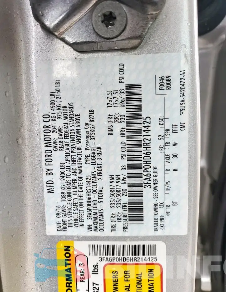 3FA6P0HD6HR214425 Photo# 12
