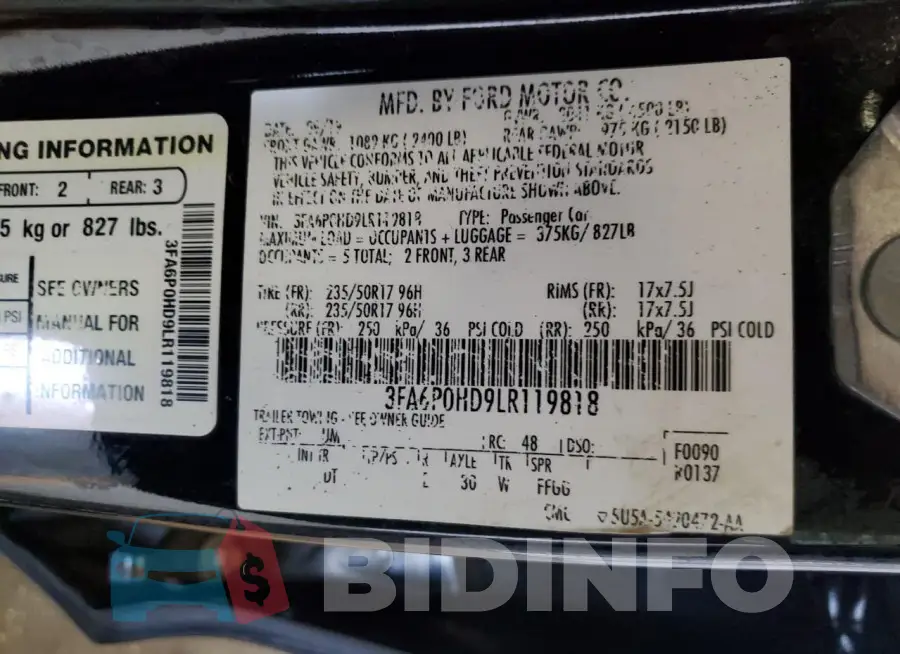 3FA6P0HD9LR119818 Photo# 12