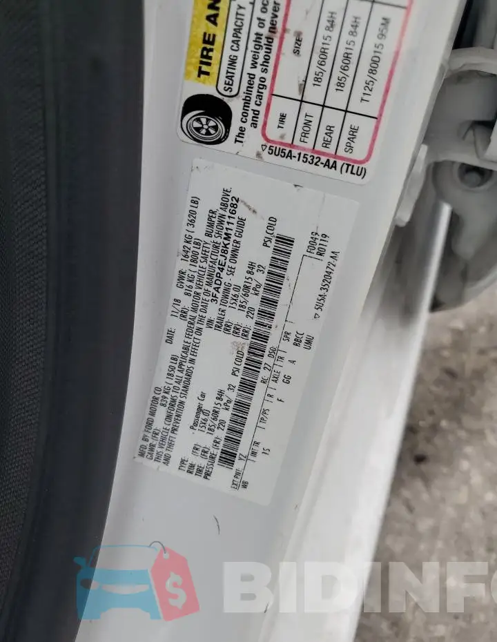3FADP4EJ8KM111682 Photo# 12