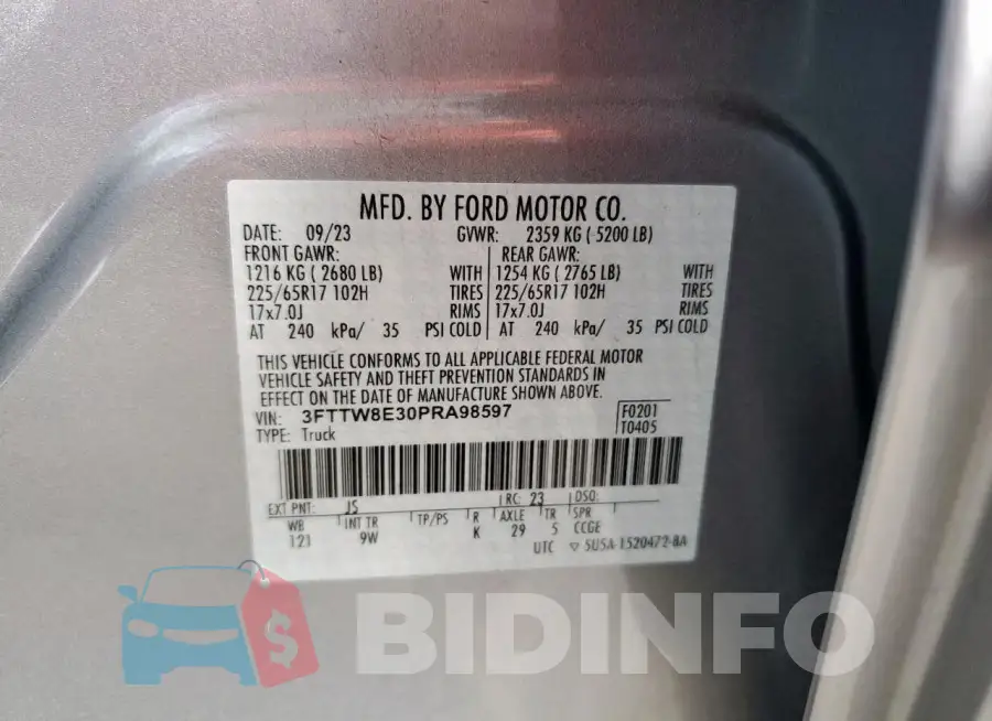 3FTTW8E30PRA98597 Photo# 13