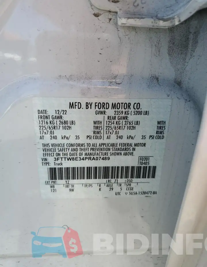 3FTTW8E34PRA07489 Photo# 12
