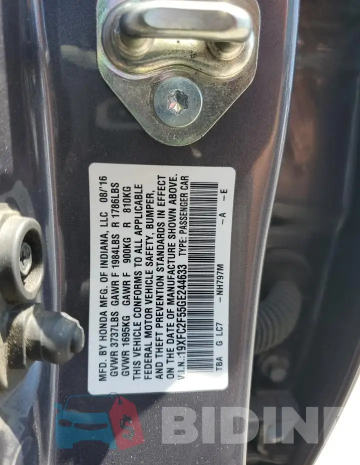 19XFC2F55GE244633 Photo# 13