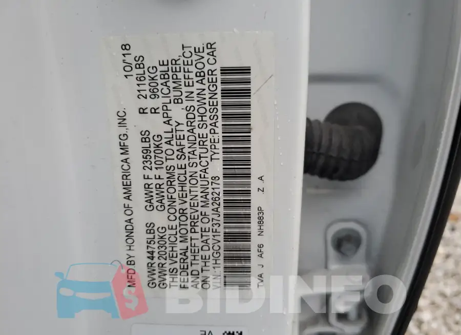 1HGCV1F37JA262178 Photo# 13