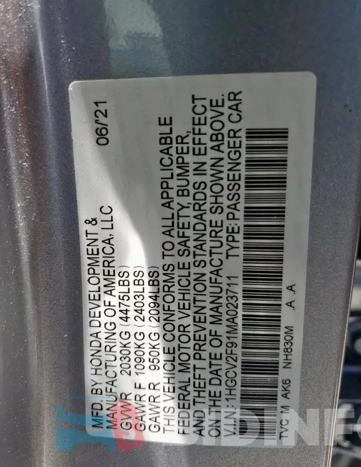 1HGCV2F91MA023711 Photo# 12