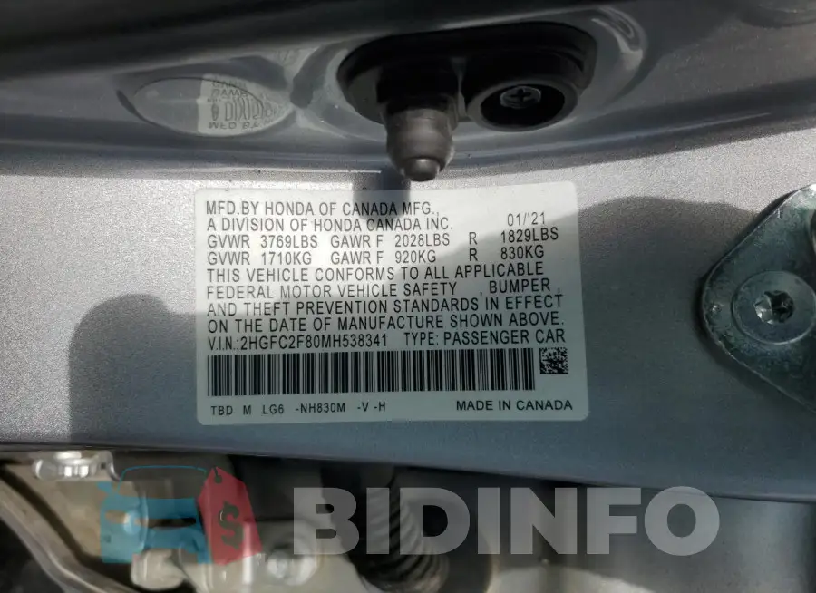 2HGFC2F80MH538341 Photo# 13