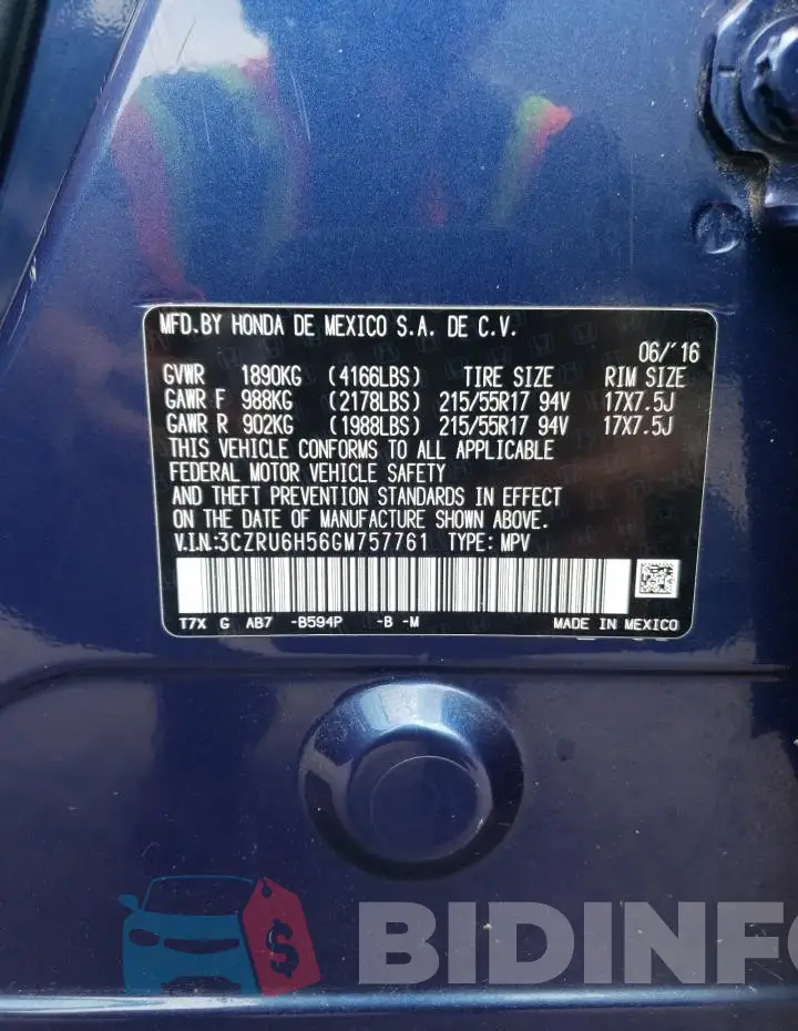 3CZRU6H56GM757761 Photo# 13