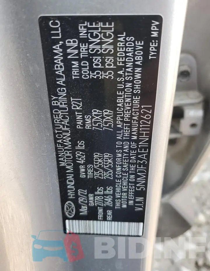 5NMJF3AE1NH112621 Photo# 13