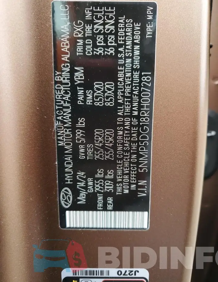 5NMP5DG18RH007281 Photo# 13