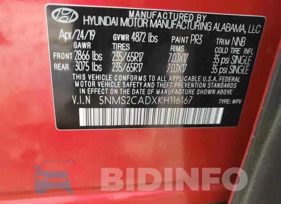 5NMS2CADXKH116167 Photo# 12