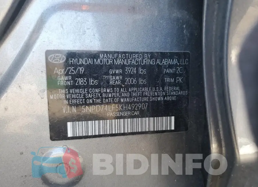 5NPD74LF5KH492907 Photo# 12