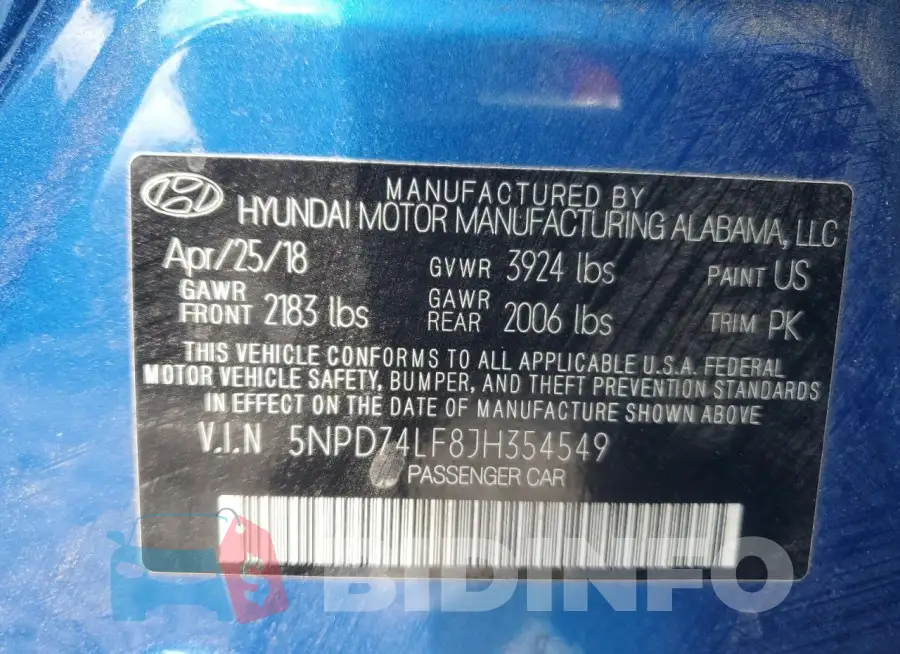 5NPD74LF8JH354549 Photo# 13