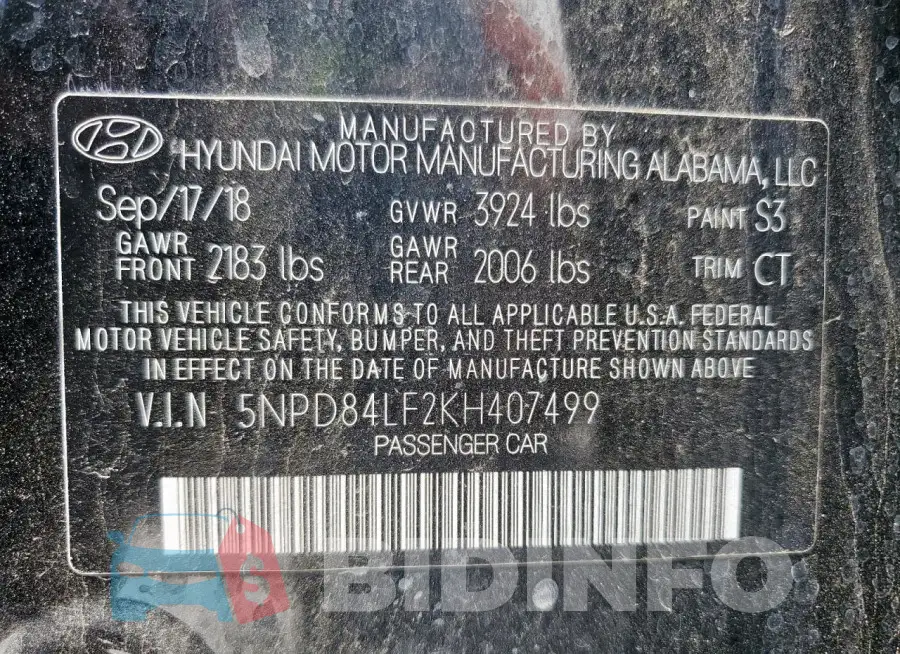5NPD84LF2KH407499 Photo# 12