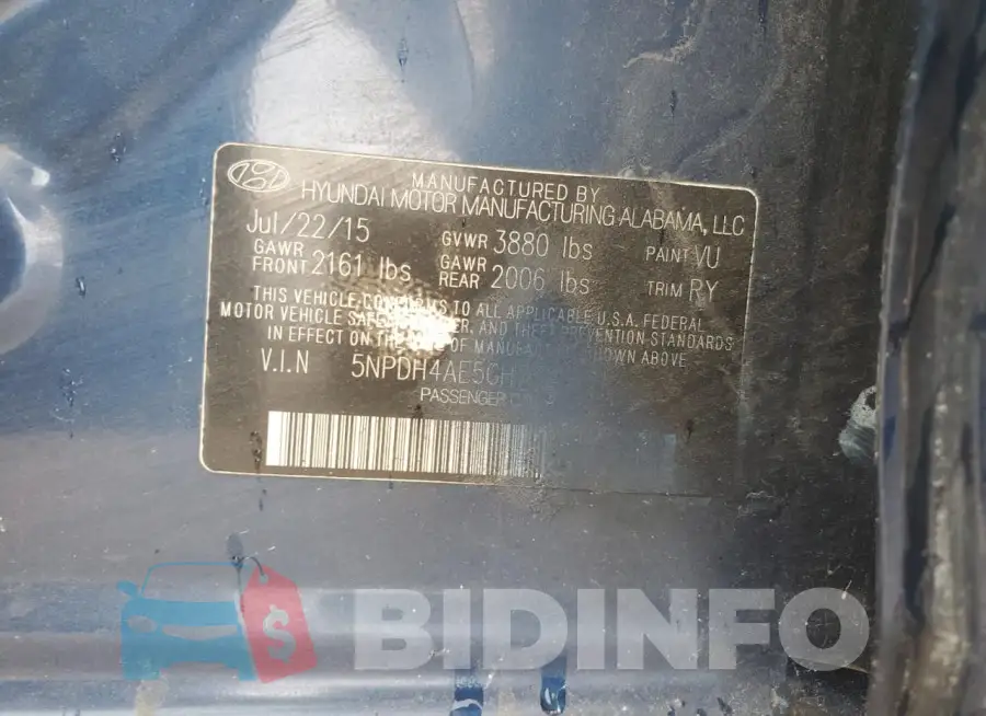 5NPDH4AE5GH731208 Photo# 12