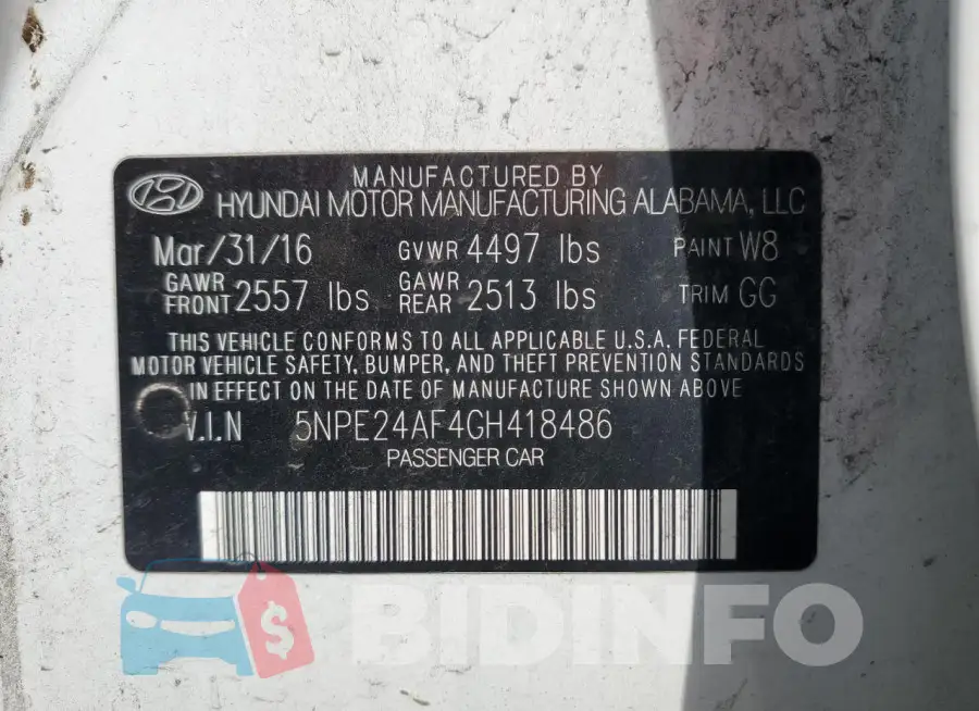 5NPE24AF4GH418486 Photo# 13