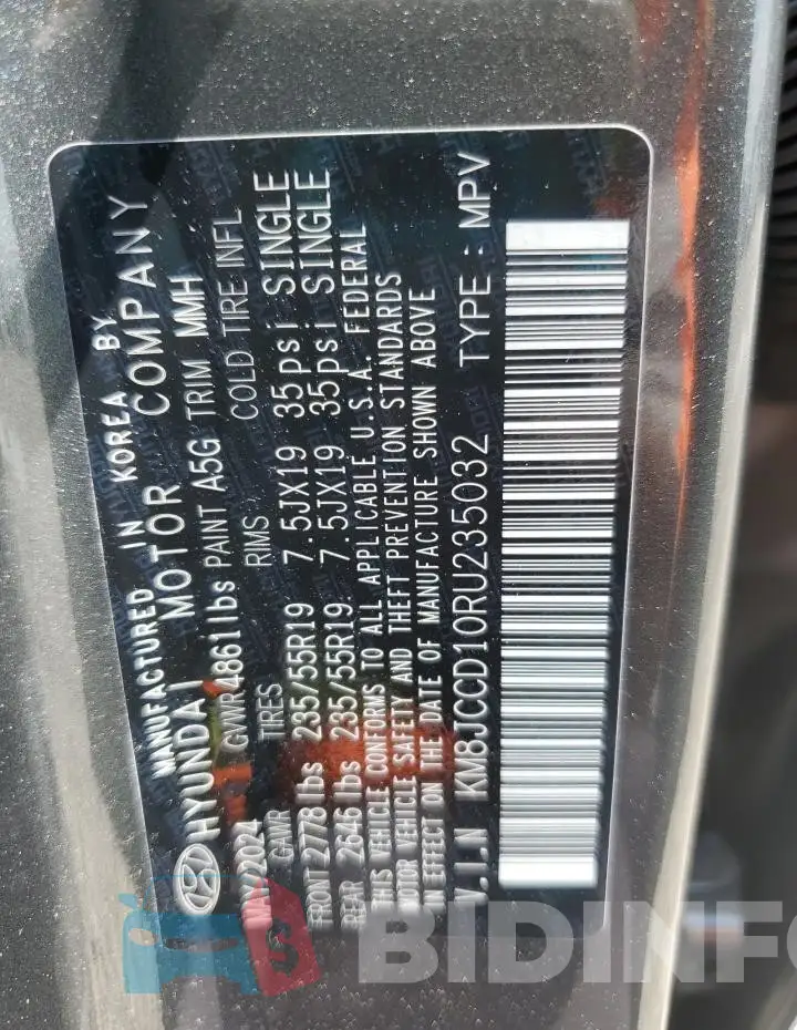 KM8JCCD10RU235032 Photo# 12