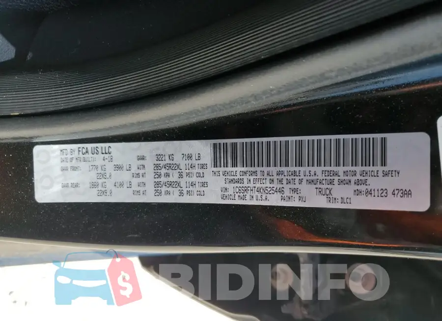 1C6SRFHT4KN525446 Photo# 12