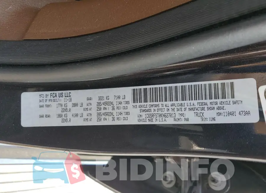 1C6SRFST0KN627013 Photo# 12