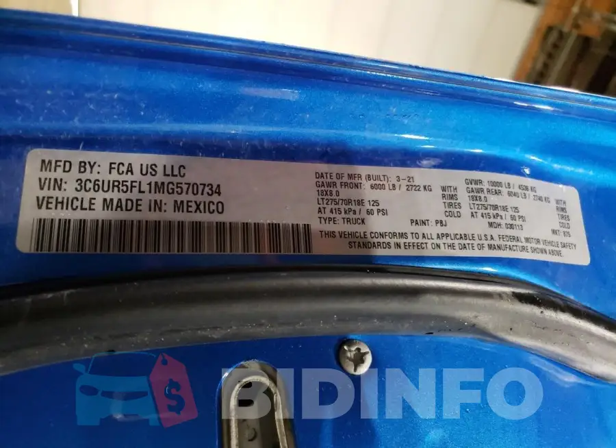 3C6UR5FL1MG570734 Photo# 12