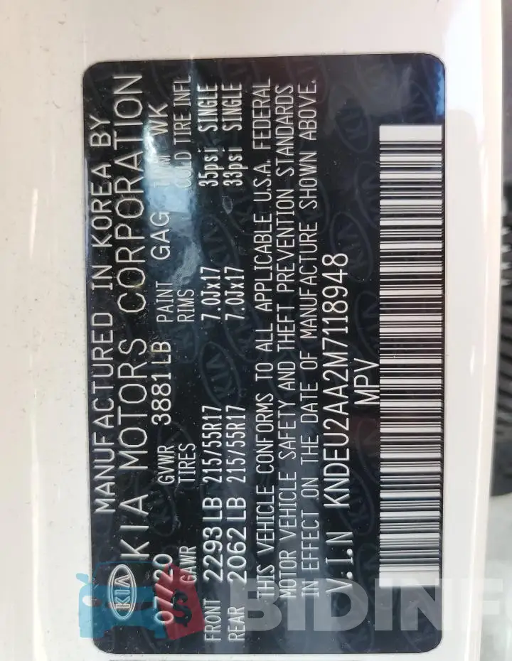 KNDEU2AA2M7118948 Photo# 13