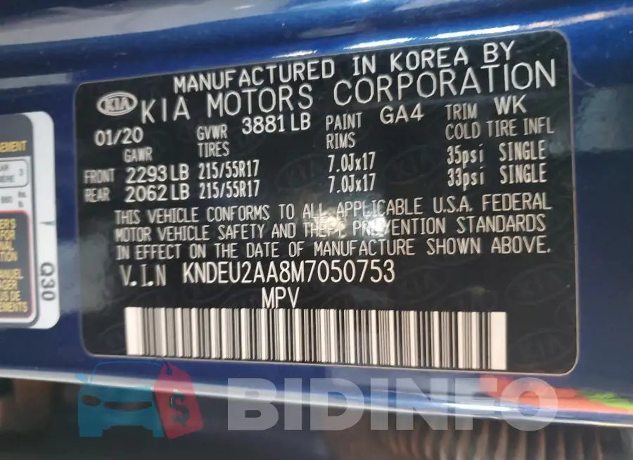 KNDEU2AA8M7050753 Photo# 14
