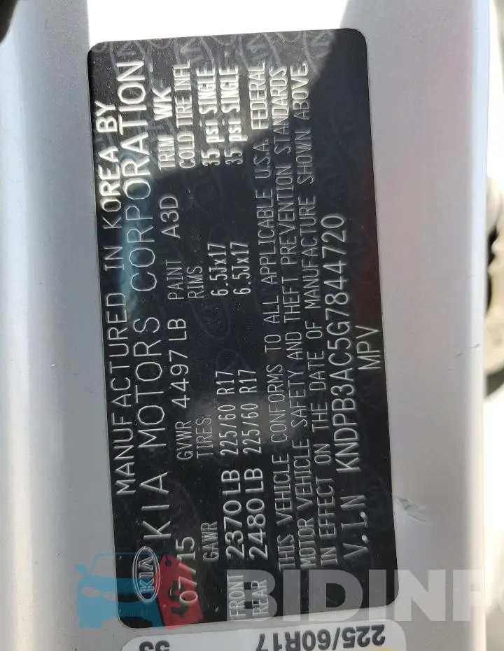 KNDPB3AC5G7844720 Photo# 13