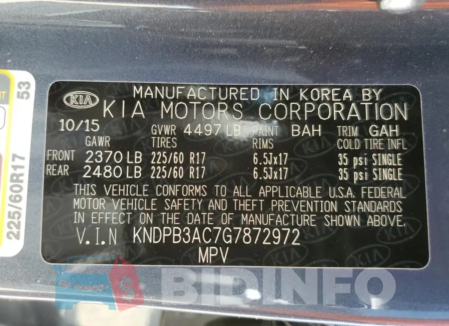 KNDPB3AC7G7872972 Photo# 13