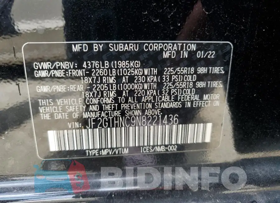 JF2GTHNC9N8221436 Photo# 13