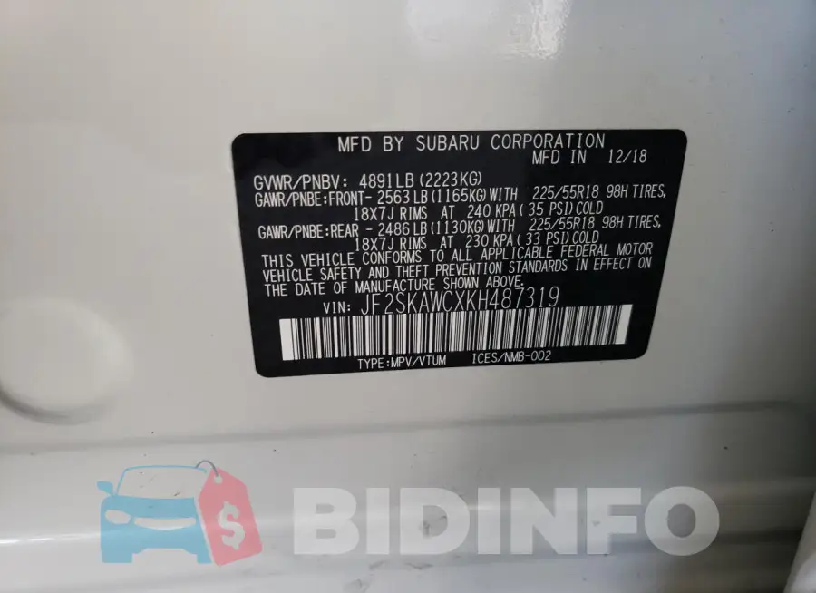 JF2SKAWCXKH487319 Photo# 13