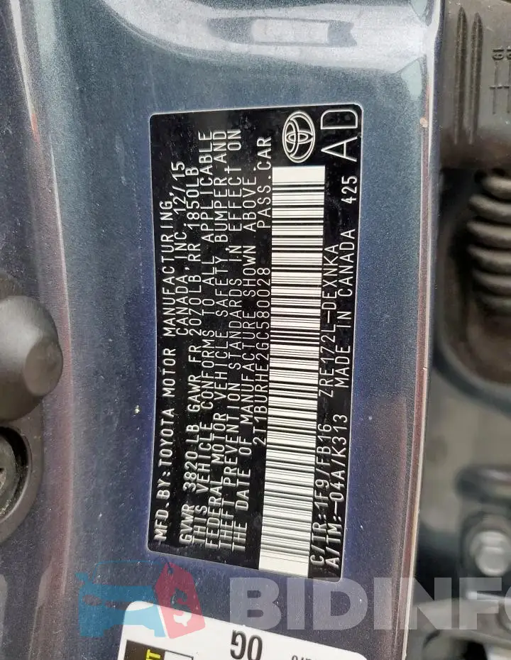 2T1BURHE2GC580028 Photo# 12