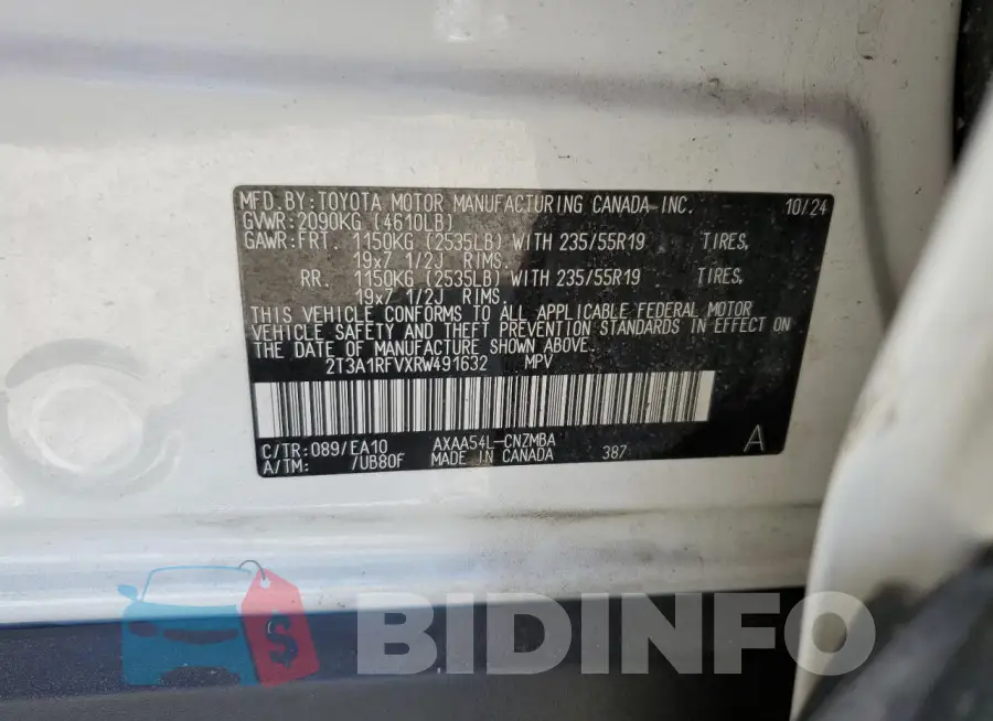 2T3A1RFVXRW491632 Photo# 12