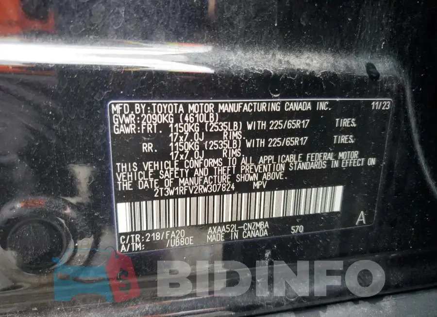 2T3W1RFV2RW307824 Photo# 13