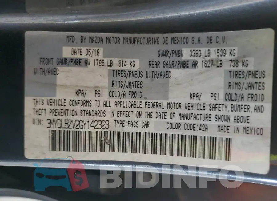 3MYDLBZV2GY142323 Photo# 12