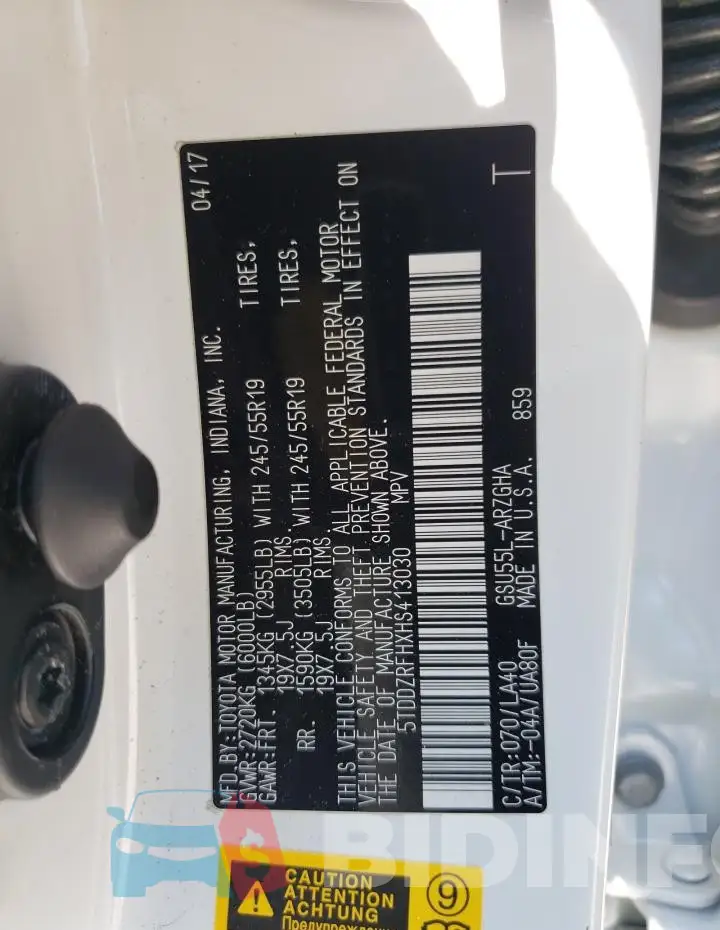 5TDDZRFHXHS413030 Photo# 14