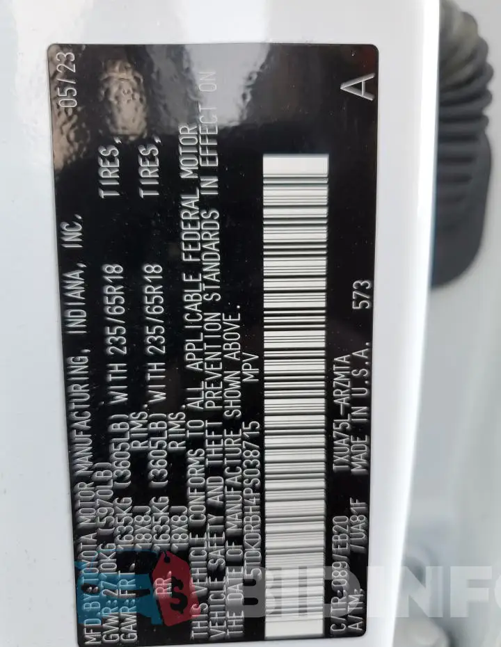 5TDKDRBH4PS038715 Photo# 14