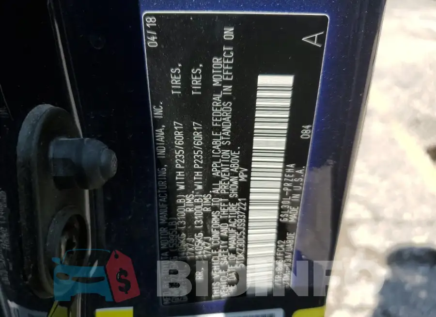 5TDKZ3DC5JS937221 Photo# 13